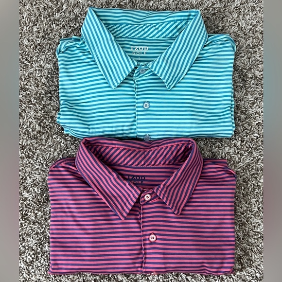 Izod Other - Set of 2 Izod Men’s Polo Shirts - Blue and Pink Striped - Size L
